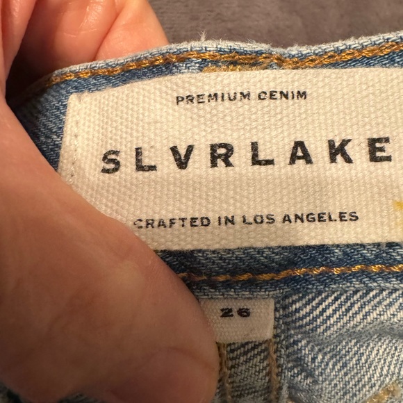 SLVRLAKE High Rise Straight Jeans in Light Wash Blue - Picture 3 of 4